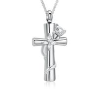 VCCWYQK Collana a forma di urna per cenere per donne e uomini cremazione gioielli farfalla Memorial Keepsake ciondolo per animali domestici umani, Acciaio inossidabile, Nessuna pietra preziosa
