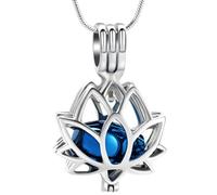 VCCWYQK Collana con ciondolo a forma di fiore di loto per ceneri di cremazione con mini urna commemorativa, Acciaio inossidabile, Nessuna pietra preziosa