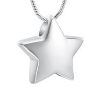 VCCWYQK Collana con ciondolo a forma di piccola stella, in acciaio inox, per ceneri commemorative, idea regalo per donne e uomini, 1,4 cm x 1,4 cm, Acciaio inossidabile, Non pietra preziosa