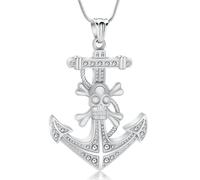 VCCWYQK Collana con ciondolo a forma di teschio, per uomini e donne, in acciaio inox, per ceneri defunti, One size, Acciaio inossidabile, Non pietra preziosa