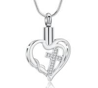 VCCWYQK Collana con ciondolo a forma di urna con ciondolo a forma di cuore dell'amore, per cenere, per donne, in acciaio inox, regalo per i propri cari, portacenere, Acciaio inossidabile, Nessuna