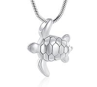 VCCWYQK Collana con tartaruga marina per ceneri per uomo e donna, in acciaio inox, gioiello per cremazione per uomo e donna, regalo commemorativo per ceneri