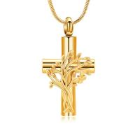 VCCWYQK Collana con urna a forma di croce dell'albero della vita, per donne e uomini, in acciaio inox, con ciondolo a forma di farfalla, per cenere di una persona cara, Acciaio inossidabile, Senza