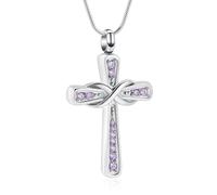 VCCWYQK Collana con urna a forma di croce per cenere, per donne, uomini, pietra portafortuna religiosa, ciondolo a forma di croce, Acciaio inossidabile, Nessuna pietra preziosa