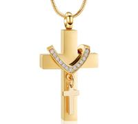 VCCWYQK Collana con urna a forma di croce per ceneri per uomini e donne, in acciaio inossidabile, gioiello commemorativo per cremazione per ceneri, one size, Acciaio inossidabile, Non pietra preziosa