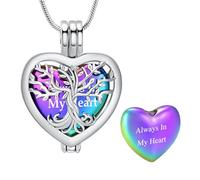 VCCWYQK Collana con urna a forma di cuore per ceneri per donne e uomini, albero della vita, gioielli commemorativi per ceneri, One size, Acciaio inossidabile, Non pietra preziosa