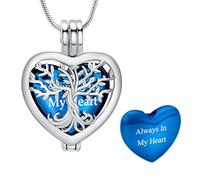 VCCWYQK Collana con urna a forma di cuore per ceneri per donne e uomini, albero della vita, gioielli commemorativi per ceneri, One size, Acciaio inossidabile, Non pietra preziosa