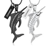 VCCWYQK Collana con urna a forma di pesce, per uomini e donne, in acciaio inox, ciondolo commemorativo per le ceneri di una persona cara, Acciaio inossidabile, Nessuna pietra preziosa