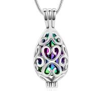Vccwyqk Collana con urna a forma di vaso cavo per ceneri, ciondolo a goccia commemorativa per sempre nel mio cuore, pendente per gioielli da cremazione per donne e uomini, one size, Acciaio