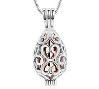 Vccwyqk Collana con urna a forma di vaso cavo per ceneri, ciondolo a goccia commemorativa per sempre nel mio cuore, ciondolo per cremazione, gioielli per donne e uomini, one size, Acciaio inossidabile