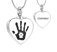 VCCWYQK Collana con urna con incisione a mano per cenere per uomo e donna, in acciaio inox, per cremazione, ciondolo commemorativo personalizzato, regalo per defunto