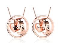 VCCWYQK Collana con urna cremazione per ceneri per cane/gatto, Forever in my heart,No longer by my side,Collana con urna funebre con stampa di zampa (Z-Personalizzare)