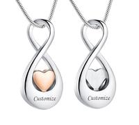 VCCWYQK Collana con urna cuore dell'infinito per le donne in acciaio inox cremazione gioielli Memorial Keepsake regalo per il titolare di cenere umana, Acciaio inossidabile, Nessuna pietra preziosa