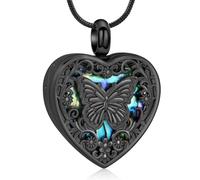 VCCWYQK Collana con urna cuore farfalla per cenere per donne uomini cremazione gioielli in acciaio inox Abalone Shell Memorial Keepsake ciondolo per i propri cari, Acciaio inossidabile, Nessuna pietra