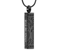 VCCWYQK Collana con urna dell'albero della vita per ceneri per donne e uomini gioielli per cremazione cubo ceneri collana ricordo bar urna ciondolo gioielli per ceneri, Misura unica, Acciaio