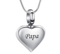 VCCWYQK Collana con urna per cremazione a forma di cuore per ceneri in acciaio inossidabile con ciondolo a forma di ceneri per donne e uomini
