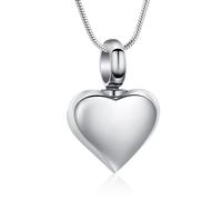 VCCWYQK Collana con urna per cremazione a forma di cuore per ceneri in acciaio inossidabile con ciondolo a forma di ceneri per donne e uomini (Acciaio)