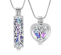 VCCWYQK Cuore Urna Collane per Ceneri per Donne Ritorna Gioielli Fiore Memorial Mini Keepsake Cenere Hollow Pendente, Taglia unica, Acciaio inossidabile, Nessuna pietra preziosa