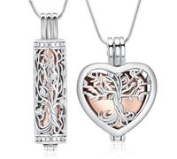 VCCWYQK Cuore Urna Collane per Ceneri per Donne Ritorna Gioielli Fiore Memorial Mini Keepsake Cenere Hollow Pendente, Taglia unica, Acciaio inossidabile, Nessuna pietra preziosa