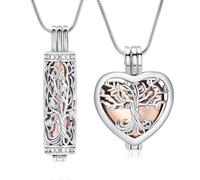 VCCWYQK Cuore Urna Collane per Ceneri per Donne Ritorna Gioielli Fiore Memorial Mini Keepsake Cenere Hollow Pendente, Taglia unica, Acciaio inossidabile, Nessuna pietra preziosa