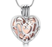 VCCWYQK Cuore Urna Collane per Ceneri per Donne Ritorna Gioielli Fiore Memorial Mini Keepsake Cenere Hollow Pendente