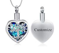 VCCWYQK Cuore Urna Collane per Ceneri per Donne Ritorna Gioielli Fiore Memorial Mini Keepsake Cenere Hollow Pendente, misura unica, Acciaio inossidabile, Non pietra preziosa