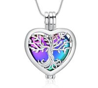 VCCWYQK Cuore Urna Collane per Ceneri per Donne Ritorna Gioielli Fiore Memorial Mini Keepsake Cenere Hollow Pendente, Acciaio inossidabile, Nessuna pietra preziosa