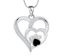 VCCWYQK Cuore zampa stampa urna collana per cenere per donne cremazione gioielli in acciaio inox ciondolo Memorial regali per cane gatto posacenere, Acciaio inossidabile, Nessuna pietra preziosa