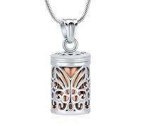 VCCWYQK farfalla cava gabbia cilindro urna collana per ceneri cremazione gioielli Memorial Locket ciondolo amato funerale Keepsake per donne uomini, Acciaio inossidabile, Nessuna pietra preziosa