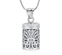 VCCWYQK farfalla cava gabbia cilindro urna collana per ceneri cremazione gioielli Memorial Locket ciondolo amato funerale Keepsake per donne uomini, Acciaio inossidabile, Nessuna pietra preziosa