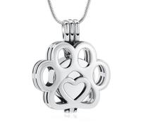 VCCWYQK Gioielli di cremazione per le ceneri per il cane/gatto zampa in acciaio inox Memorial Locket Urn Collana all'interno Mini caso Keepsake Cremazione Gioielli Pet