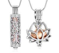 VCCWYQK Gioielli per ceneri - fiore di loto cenere, collana con ciondolo a forma di cenere con mini Keepsake Urn Memorial, 20 pulgadas, Acciaio inossidabile, Non pietra preziosa