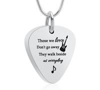 VCCWYQK Gioielli per conservare cenere, collane a plettro per chitarra per donne e uomini, ciondolo per torre ricordo come ricordo per le ceneri di una persona cara, One size, Acciaio inossidabile