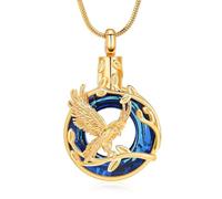 VCCWYQK Gioiello per cremazione dell'aquila per donne e uomini, cenere, cerchio della vita, urna, collana in acciaio inox, cristallo Memorial, ciondolo per animali umani, Acciaio inossidabile, Nessuna