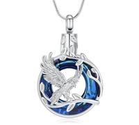 VCCWYQK Gioiello per cremazione dell'aquila per donne e uomini, cenere, cerchio della vita, urna, collana in acciaio inox, cristallo Memorial, ciondolo per animali umani, Acciaio inossidabile, Nessuna