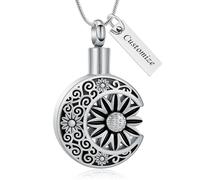 VCCWYQK Girasole luna urna collana per cenere in acciaio inox funerale cremazione gioielli keepsake ciondolo per donne uomini animali domestici titolare di cenere, Acciaio inossidabile, Nessuna pietra