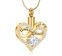 VCCWYQK Infinito cuore urna collane per cenere per le donne in acciaio inox cremazione gioielli Memorial Keepsake ciondolo per cenere titolare, Acciaio inossidabile, Nessuna pietra preziosa