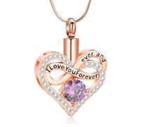 VCCWYQK Infinito cuore urna collane per cenere per le donne in acciaio inox cremazione gioielli Memorial Keepsake ciondolo per cenere titolare, Acciaio inossidabile, Nessuna pietra preziosa