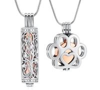 VCCWYQK Pet Urn Collana per cenere per cane/gatto zampa in acciaio inox Memorial Locket Urn Collana all'interno Mini Caso Keepsake Creazione Gioielli Donne Uomini, misura unica, Acciaio inossidabile
