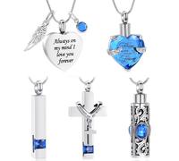 VCCWYQK Set di 5 collane a forma di urna, per uomo e donna, in acciaio inox, con ciondolo a forma di croce e zirconi, per una persona cara, One size, Acciaio inossidabile, Non pietra preziosa