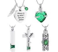 VCCWYQK Set di 5 collane a forma di urna, per uomo e donna, in acciaio inox, con ciondolo a forma di croce e zirconi, per una persona cara, One size, Acciaio inossidabile, Non pietra preziosa