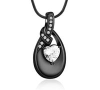 VCCWYQK Teardrop Urna collana per le donne in acciaio inox cristallo cuore cremazione gioielli Memorial funerale Keepsake ciondolo per cenere umana, Acciaio inossidabile, Nessuna pietra preziosa