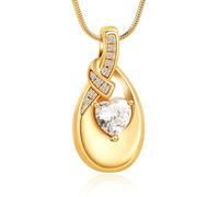 VCCWYQK Teardrop Urna collana per le donne in acciaio inox cristallo cuore cremazione gioielli Memorial funerale Keepsake ciondolo per cenere umana, Acciaio inossidabile, Nessuna pietra preziosa
