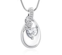 VCCWYQK Teardrop Urna collana per le donne in acciaio inox cristallo cuore cremazione gioielli Memorial funerale Keepsake ciondolo per cenere umana, Acciaio inossidabile, Nessuna pietra preziosa