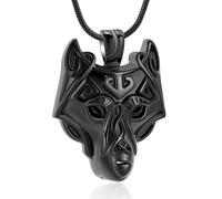 VCCWYQK Viking Wolf - Collana con urna per cenere, per uomini, per ceneri umani/animali domestici, Metallo, Nessuna pietra preziosa