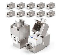 VCELINK 12X CAT6A Keystone RJ45 per Cavo LAN da 10 Gbps fino a 500 MHz AWG 22-26 Senza Attrezzi LSA Completamente Schermato STP Presa di Montaggio per Pannello Patch e Presa di Rete