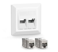 VCELINK 1x Presa di Rete ad Incasso Keystone Schermata con Modulo Jack CAT8 con 2 Ingressi, Presa a Muro RJ45 Cavo Patch DSL di Installazione