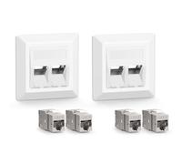 VCELINK 2x Presa di Rete ad Incasso Keystone Schermata con Modulo Jack CAT8 con 2 Ingressi, Presa a Muro RJ45 Cavo Patch DSL di Installazione