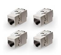 VCELINK 4X Modulo CAT7 Keystone RJ45, per Cavo LAN da 10 Gbps fino a 600 MHz AWG 22-24 & PoE, Senza Attrezzi, LSA, Presa di Montaggio Completamente Schermata per Pannello Patch e Presa di Rete