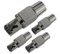 VCELINK Cat 7 Cat6a RJ45 Connettori, Spine RJ45 Senza Atrezzi Poe, Spina di Rete Modulare Schermata Senza Atrezzi con Connessione LSA per Cavo di Installazione, 10 Gbps 600 MHz, 4 Pezzi